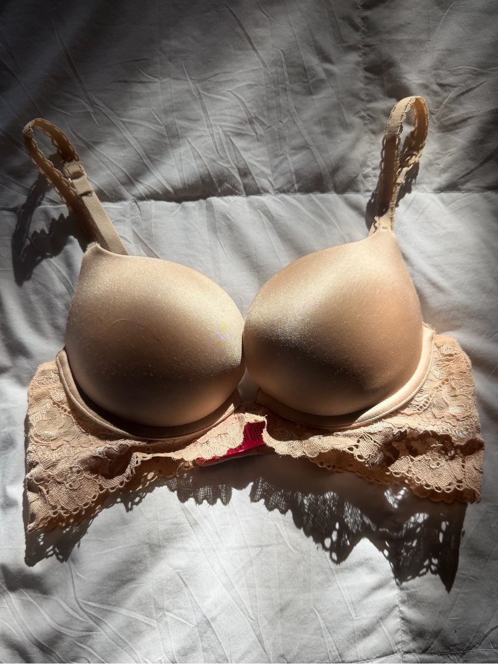 32B La Senza Beyond Sexy Classic Plunge Gel Push-up Bra ~ nude